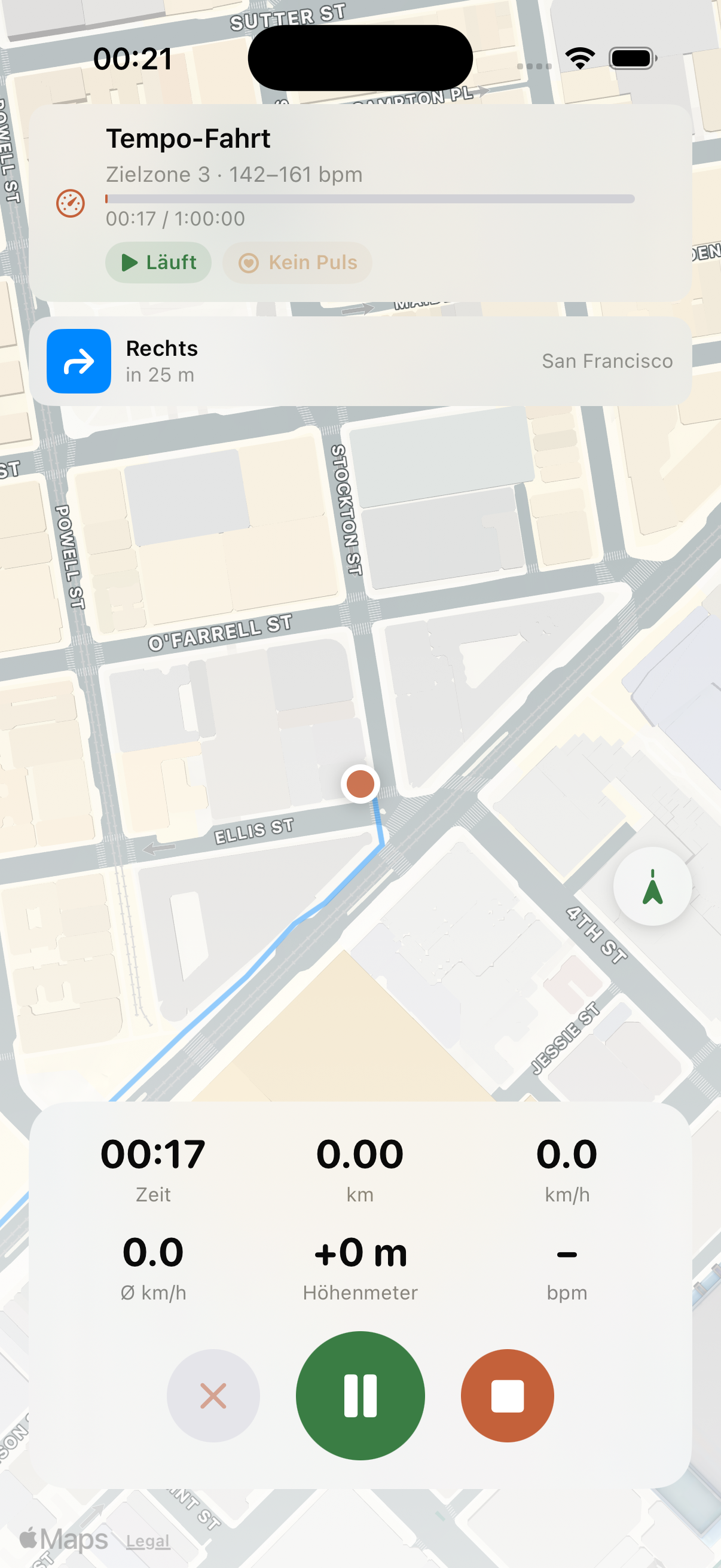 GravelCoach GPS-Tracking Screen